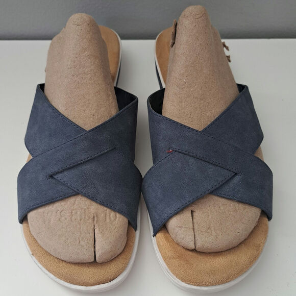 Chaps Women's Olessia Blue Faux Suede Wedge Sandals Slip-On Size 9 - Picture 2 of 7